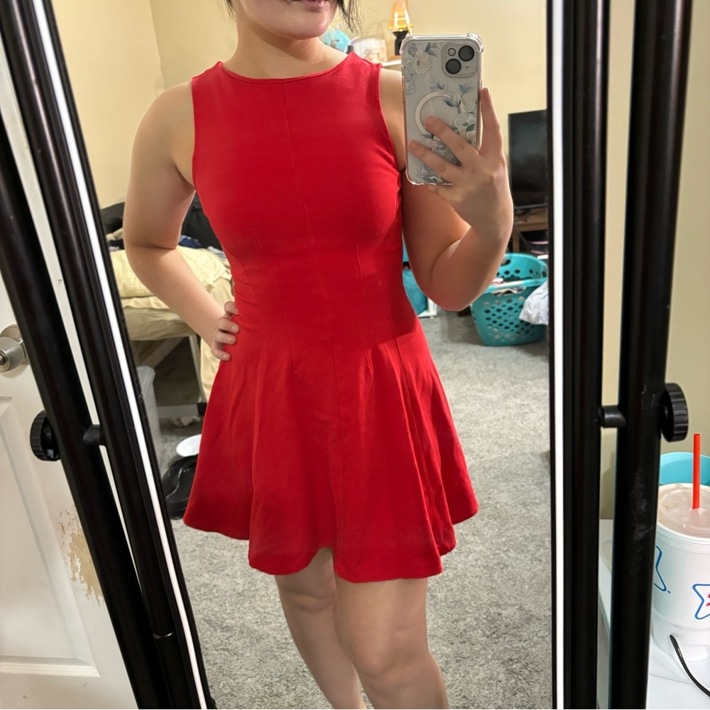 Monteau red halter dress